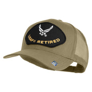USAF Retired Patched Solid Cotton Twill Mesh Prostyle Cap - Khaki OSFM