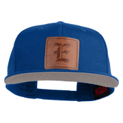 Old English E Faux Leather Patched Cotton Flat Bill Pro Cap - Royal OSFM