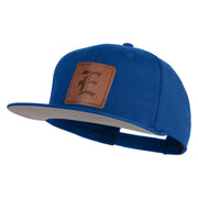 Old English E Faux Leather Patched Cotton Flat Bill Pro Cap - Royal OSFM
