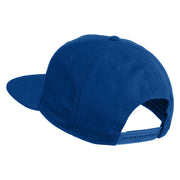 Old English E Faux Leather Patched Cotton Flat Bill Pro Cap - Royal OSFM