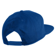 Old English E Faux Leather Patched Cotton Flat Bill Pro Cap - Royal OSFM