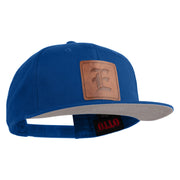 Old English E Faux Leather Patched Cotton Flat Bill Pro Cap - Royal OSFM