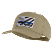 Silver USA Flag Retired Blue Line Patched Solid Cotton Twill 5 Panel Prostyle Snap Cap - Khaki OSFM