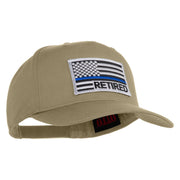 Silver USA Flag Retired Blue Line Patched Solid Cotton Twill 5 Panel Prostyle Snap Cap - Khaki OSFM