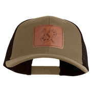 Artist Palette Faux Leather Patched Mesh Trucker Cap - Brown Khaki OSFM