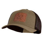 Artist Palette Faux Leather Patched Mesh Trucker Cap - Brown Khaki OSFM