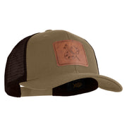 Artist Palette Faux Leather Patched Mesh Trucker Cap - Brown Khaki OSFM