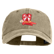 Red Hot Lady Western Boots Iron on Patched Unstructured Pigment Dyed Cotton Cap - Khaki OSFM