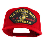 U.S. Marine Corps Iraqi Freedom Veteran Patched Solid Cotton Twill 5 Panel Prostyle Snap Cap - Red OSFM