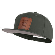 Old English E Faux Leather Patched Cotton Flat Bill Pro Cap - Charcoal OSFM
