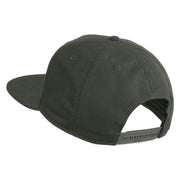 Old English E Faux Leather Patched Cotton Flat Bill Pro Cap - Charcoal OSFM