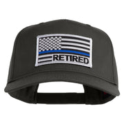 Silver USA Flag Retired Blue Line Patched Solid Cotton Twill 5 Panel Prostyle Snap Cap - Charcoal OSFM
