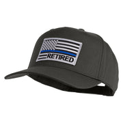 Silver USA Flag Retired Blue Line Patched Solid Cotton Twill 5 Panel Prostyle Snap Cap - Charcoal OSFM
