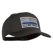 Silver USA Flag Retired Blue Line Patched Solid Cotton Twill 5 Panel Prostyle Snap Cap - Charcoal OSFM