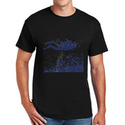 Diver under the Sea Graphic Design Men's Big Size Cotton Polyester DryBlend T-Shirt - Black XS