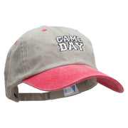 Game Day Embroidered Pigment Dyed Wash Cap - Beige-Red OSFM