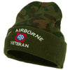 US Army 82nd Airborne Veteran Logo Embroidered Camo Knit Long Cuff Beanie