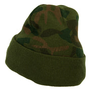 US Army 82nd Airborne Veteran Logo Embroidered Camo Knit Long Cuff Beanie