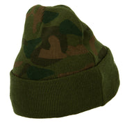 US Army 82nd Airborne Veteran Logo Embroidered Camo Knit Long Cuff Beanie