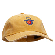 Heart Focus Embroidered Unstructured Pigment Dyed Cotton Cap - Gold OSFM