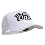 World's #1 Dad Five Panels Pro Style Trucker Mesh Cap - White OSFM