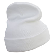 18 Plus Adult Symbol Embroidered 12 Inch Long Knitted Beanie - White OSFM