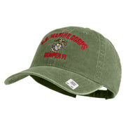 US Marine Corps Semper Fi Embroidered Washed Solid Pigment Dyed Cotton Twill Brass Buckle Cap - Olive OSFM