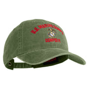 US Marine Corps Semper Fi Embroidered Washed Solid Pigment Dyed Cotton Twill Brass Buckle Cap - Olive OSFM