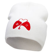 Heart Controler Embroidered 8 Inch Short Beanie - White OSFM