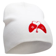 Heart Controler Embroidered 8 Inch Short Beanie - White OSFM