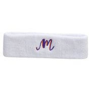 Alaphabet Doodle M Embroidered Head Band (Terry) - White OSFM