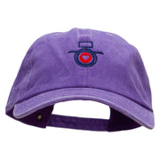 Heart Focus Embroidered Unstructured Pigment Dyed Cotton Cap - Purple OSFM