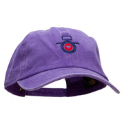 Heart Focus Embroidered Unstructured Pigment Dyed Cotton Cap - Purple OSFM