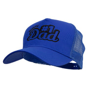 World's #1 Dad Five Panels Pro Style Trucker Mesh Cap - Royal OSFM