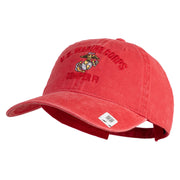 US Marine Corps Semper Fi Embroidered Washed Solid Pigment Dyed Cotton Twill Brass Buckle Cap - Red OSFM