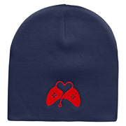 Heart Controler Embroidered 8 Inch Short Beanie - Navy OSFM