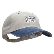 Game Day Embroidered Pigment Dyed Wash Cap - Beige-Navy OSFM