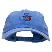 Heart Focus Embroidered Unstructured Pigment Dyed Cotton Cap - Blue OSFM