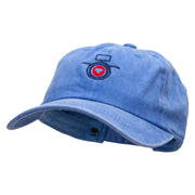 Heart Focus Embroidered Unstructured Pigment Dyed Cotton Cap - Blue OSFM