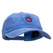 Heart Focus Embroidered Unstructured Pigment Dyed Cotton Cap - Blue OSFM