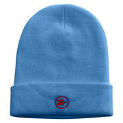 18 Plus Adult Symbol Embroidered 12 Inch Long Knitted Beanie - Sky-Blue OSFM