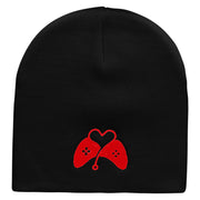 Heart Controler Embroidered 8 Inch Short Beanie - Black OSFM