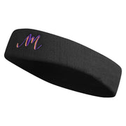 Alaphabet Doodle M Embroidered Head Band (Terry) - Black OSFM