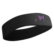 Alaphabet Doodle M Embroidered Head Band (Terry) - Black OSFM