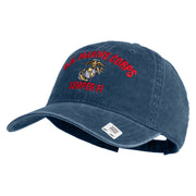 US Marine Corps Semper Fi Embroidered Washed Solid Pigment Dyed Cotton Twill Brass Buckle Cap - Navy OSFM