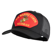 U.S. Marine Corps Veteran Red Patched Solid Cotton Twill Mesh Prostyle Cap - Black OSFM