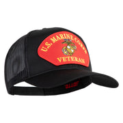 U.S. Marine Corps Veteran Red Patched Solid Cotton Twill Mesh Prostyle Cap - Black OSFM