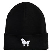 50's White Poodle Iron on Patched 12 Inch Long Knitted Beanie - Black OSFM