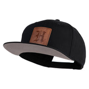 Old English H Faux Leather Patched Cotton Flat Bill Pro Cap - Black OSFM