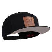 Old English H Faux Leather Patched Cotton Flat Bill Pro Cap - Black OSFM